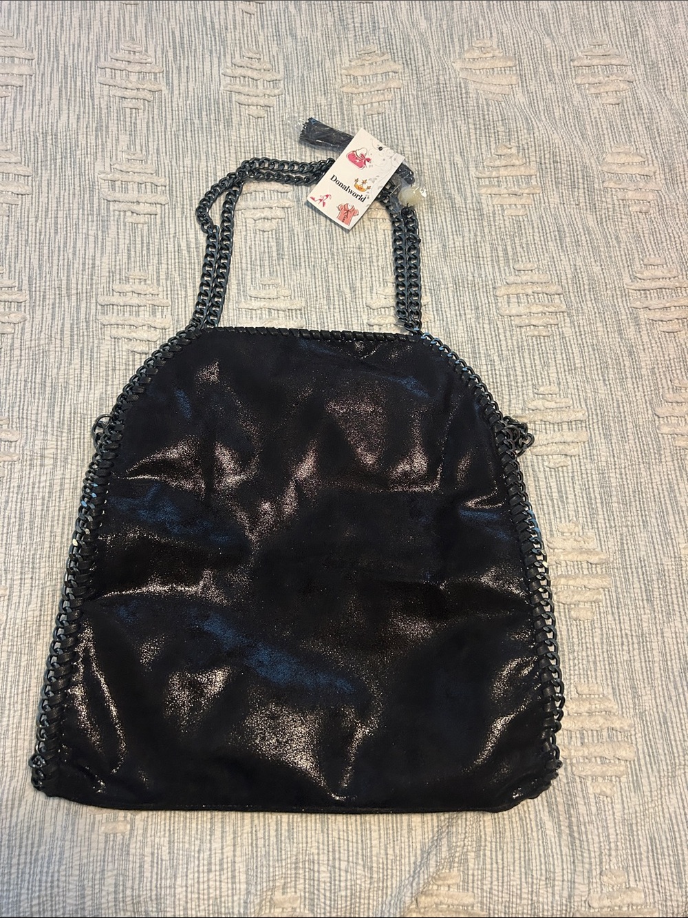 Black Chain-Edge Shoulder Bag by Unbranded